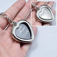 Metal Alloy Insert Personalised Picture Photo Frame Heart Shaped Key Ring Keychain Love Gift