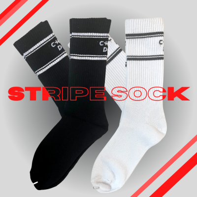 STRIPE Socks by CheatDay ถุงเท้าปักลาย ข้อกลาง-ยาว [Cheat Day Activewear]