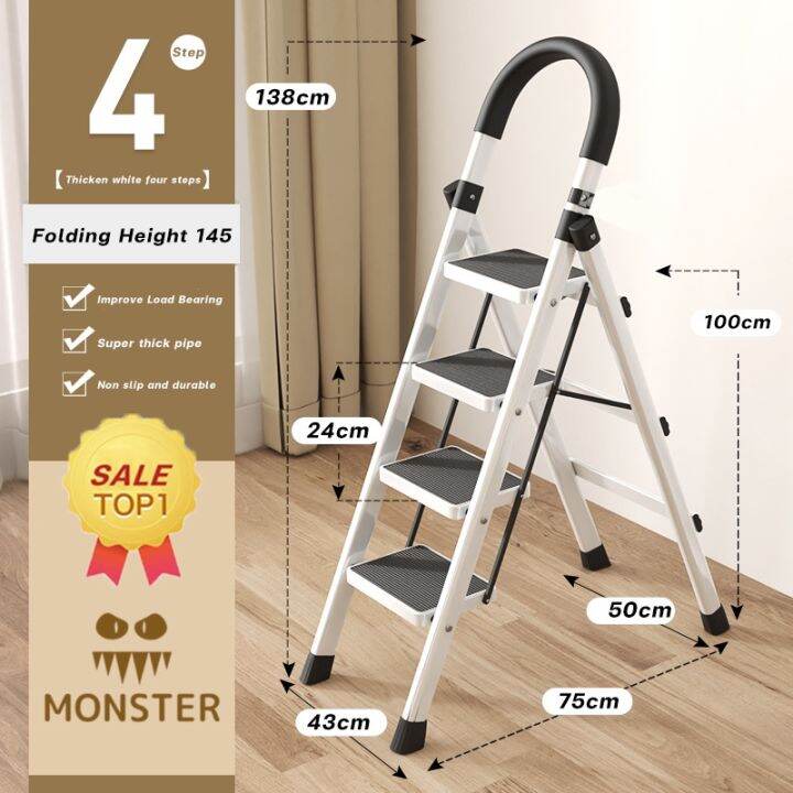 ☝Ladder 3 4 Steps Metal Folding Ladder Household Steel Ladder