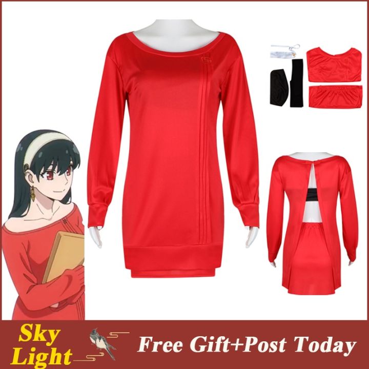 Anime SPY X FAMILY Yor Forger Red Sweater Cosplay Costume Red Tube ...