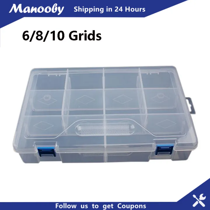 Manooby Transparent Plastic Storage Tool Box Compartment Adjustable