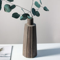 （HOT) Le Meng Creative Ceramic Vase ของประดับตกแต่งศิลปะการจัดดอกไม้แบบย้อนยุคสำหรับห้องรับแขกการตกแต่งบุคลิกภาพแบบเรียบง่ายของตกแต่งดอกไม้