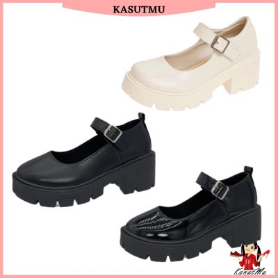 Kasutmu Glossy Matte Pearl สีขาว Mary Jane BOOT รองเท้าแตะส้นสูงผู้หญิง outdoot รองเท้าหญิง Ready Stock Malaysia