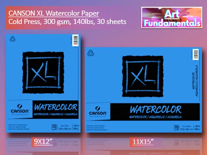 Canson XL Watercolor Paper, 9x12" and 11x15", 30 Sheets Lazada PH