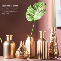 TAC Golden Glass Flower Vases Various Shape Simple Innovative Arrangement Modern Vases For Home Office Decoration New