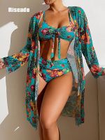 ○ Riseado 3 Piece Bikinis Set High Waist Swimwear Swimsuit with Cover Up Floral Print Bathing Suit Women 2023 New Beachwear Summer