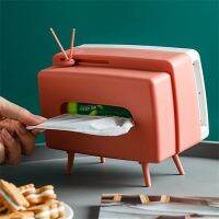 TV Shape Tissue Box Living Room Desktop Kitchen Paper Drawer Box Multi Function Mobile Phone Holder Plastic Storage Box