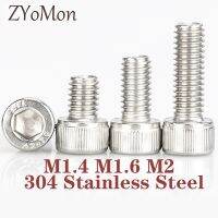 100 buah DIN912 M1.4 M1.6 M2 A2-70 panjang 2-20mm 304 Stainless Steel Allen Hexagon Hex Socket Cap Head Screw Bolt