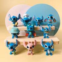 10ชิ้น Lilo &amp; Stitch การ์ตูนอะนิเมะน่ารักเครื่องประดับเดสก์ท็อปสร้างสรรค์ Hiasan Mobil ตกแต่งหน้าเค้กวันเกิดสำหรับเด็ก