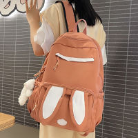 New Cute College School Women Backpack Waterproof Bag for Teenage Girl Rabbit Ears Cute Student Schoolbag Solid Color Backpacks