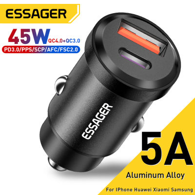 Essager 45W ที่ชาร์จแบตในรถ USB QC 4.0 PD 3.0 SCP 5A USB Type C ชาร์จเร็วสำหรับ14 13 Pro Xiaomi Samsung S22อัลตร้า