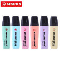 เยอรมนี STABILO แสงสีเน้นเครื่องหมายสีนักเรียนสมุดบัญชีเครื่องหมาย6สีตัวเลือกหมึกความจุขนาดใหญ่