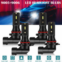 4 Pcs 9005 9006 Led Combo ไฟหน้าหลอดไฟ High Low Beam Kit 6000K Xenon Ultra White อลูมิเนียม Auto Car Headlamp【fast】