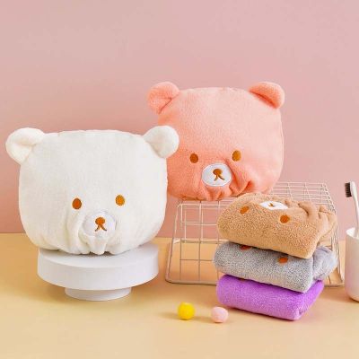∋ Kid Hair Towel Cute Cartoon Lovely Bear Shower Hat for Children Boy Girl Quick-drying Absorbent Towel Kids Bath Accessories
