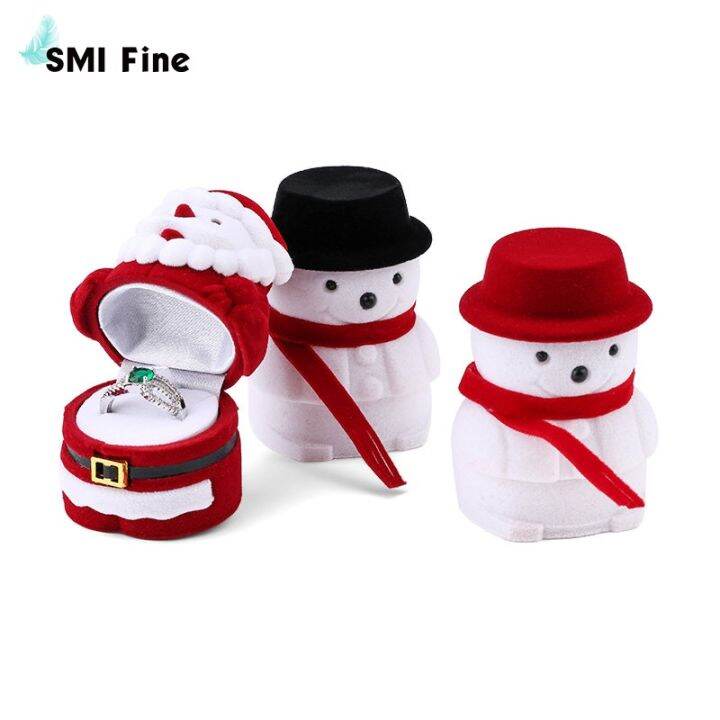 1-piece-snowman-velvet-jewelry-box-santa-claus-ring-box-jewelry-container-for-earrings-display-christmas-gift-box-holder