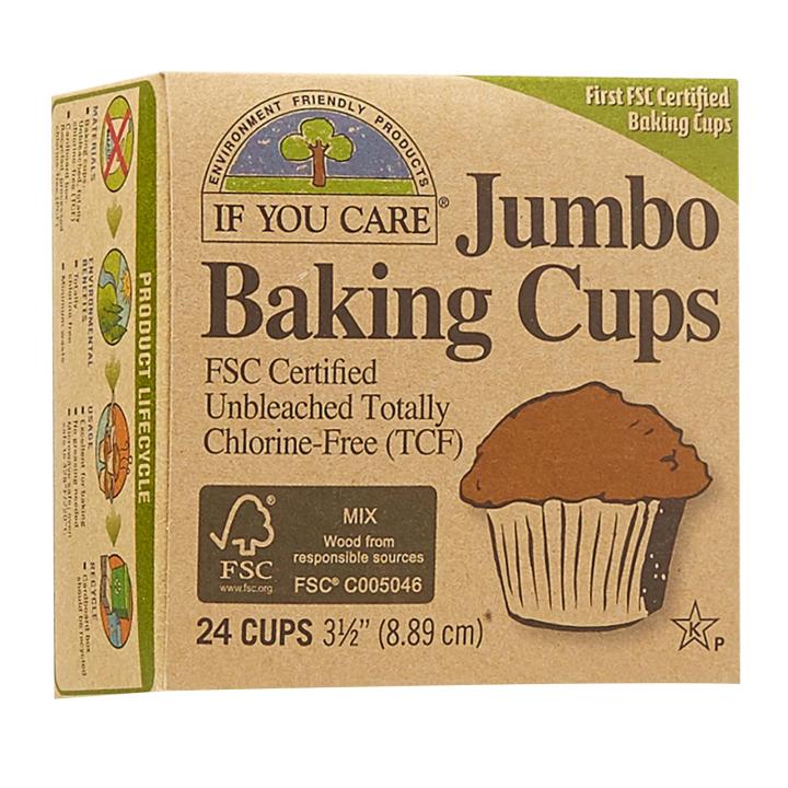 Jumbo Baking Cups, 24Count Packages Unbleached Totally Chlorine-free