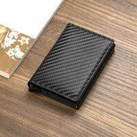 Custom Card Holder Rfid Black Carbon Fiber Leather Silm Wallet Mens Gift Personalized RFID CardHolder with Money Clips Purse