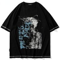 【New】ฤดูร้อนผู้ชายผู้ชายเสื้อ Hip Hop Shadow Graffiti กราฟิกเสื้อยืด Punk Gothic 2023 Streetwear Harajuku Casual Cotton Top Tees