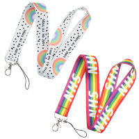 Trendy Straight Lanyards NHS Rainbow Colorful Print Keychain Sports Mobile Phone Holder Work ID Card USB Keyring Trinket