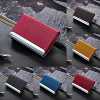 Stainless Steel Business Card Holder Business Card Case Office Organizers ID Case PU Leather Credit Card Box Credit Card Holders Card Holders
