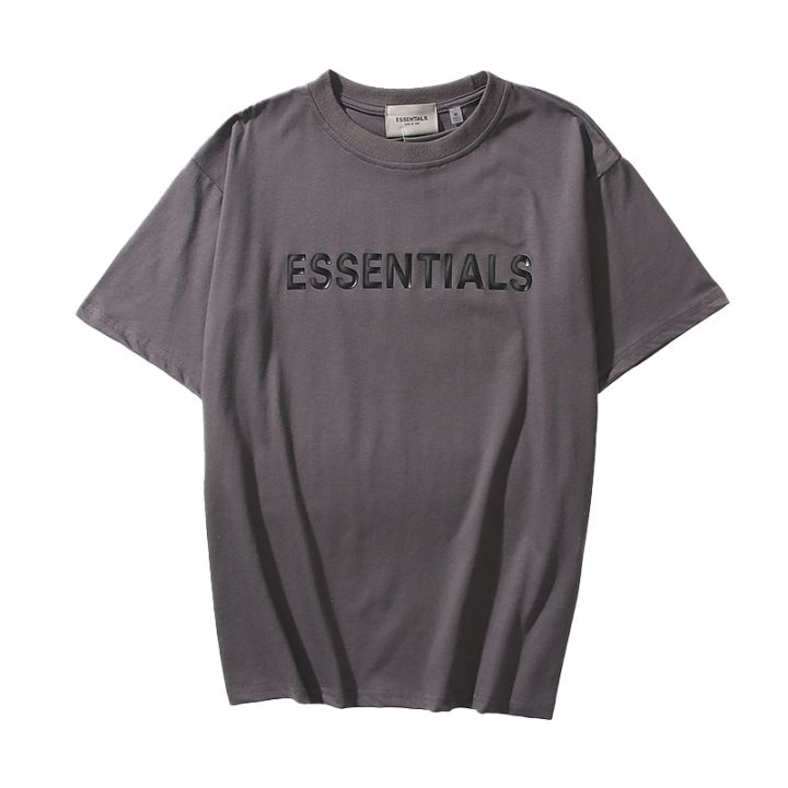 เพลง-fear-of-god-essentials-เสื้อทีเชิ้ตแขนสั้นเสื้อเสื้อยืดแบบหลวมตัดหมอกไฮสตรีท