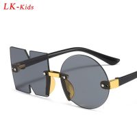 New Fashion Sunglasses for Kids Punk Oversize irregular Frameless Polygon UV400 Glasses Children Oculos De Sol Masculino