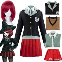 【LZ】♛❀  Anime Danganronpa Yumeno Himiko Fantasia Cosplay Uniforme Escolar Peruca Casaco Camisa Saia Colete Chapéu Roupas Halloween Roupas de Carnaval