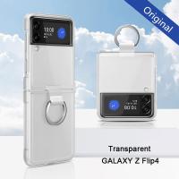 เคสสำหรับ Samsung Galaxy Z Flip 4 5G บานพับเกราะโปร่งใสใสฝาครอบขาตั้งโทรศัพท์กันกระแทก Samsung Z กรง Flip4 FLIP4