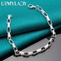 URMYLADY 925 Sterling Silver Big Long 5mm Box Chain celet Wedding Engagement Party For Women Man Fashion Charm Jewelry