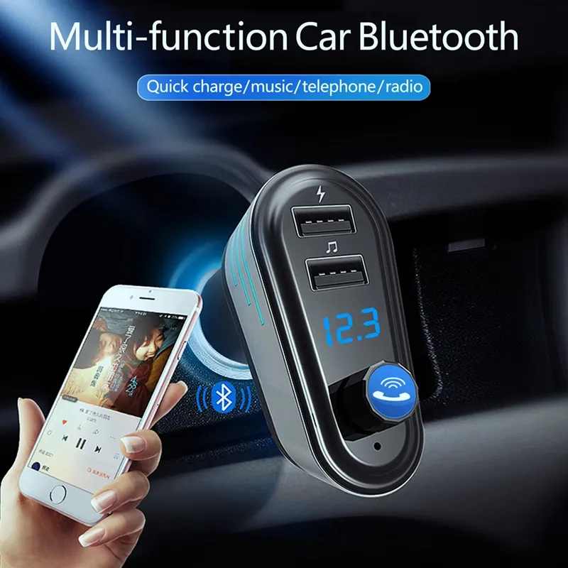 Wireless Car Bluetooth FM Transmitter, MP3 Hands-free Charging Player  Calling Dual USB Charger Support SD LCD Dual USB Car Charger AP02 for  iPhone, iPad, Samsung, HTC, LG 