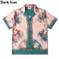 Print Button Down Shirts Streetwear Summer Hip Hop Casual Short Sleeve Shirt Men Fashion vintage Tops