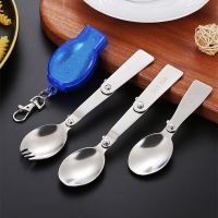 Portable Outdoor Folding Tableware Set Stainless Steel Spoon Fork with Case Travel Picnic Camping Cutlery Kitchen Utensils Flatware Sets