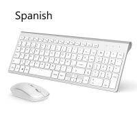 Wireless Keyboard Mouse Spanish Set 2.4Ghz Ultra-Thin Sleek Design For Office Home/Travel Full Size Wireless Mouse Keyboard