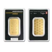 (Rui baoG)24K Gold Plated Swiss 1ออนซ์ Argor-Heraeus Gold Bar เหรียญที่ระลึกสกุลเงินต่างประเทศของขวัญเหรียญ Bullion Collection