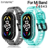 Replacement Bracelet For Xiaomi Mi Band 3 4 5 6 7 Transparent Silicone TPU Resin Strap For Miband 7 Mi Band 6 Miband 5 Wristband Wall Stickers Decals