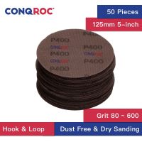 【LZ】✕♤  50 Pieces 125mm 5-Inch Mesh Grid Sanding Discs Dust Free Dry Sandpapers Hook and Loop Grit 80 600