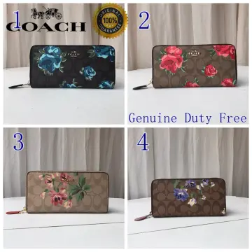 COACH, Zip-around Long wallet , F39189, Floral, Red Rose, Logo ,New with  Tag .