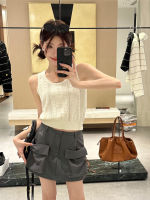 Factory Outlet Hollow Waist Sleeveless Vest Female 2023 New Pure Color Wool Knitted White Street Tide Top