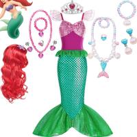 Little Mermaid Costume for Girls 2023 Halloween Carnival Party Ariel Cosplay Dress Mermaid Birthday Princess Costume 4-10 Years