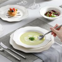 MALACASA LOTUS 16/32-PIECE Nordic European White Porcelain Tableware Set With Bowl,Dinner&amp;Dessert&amp;Soup Plate Set For 4/8