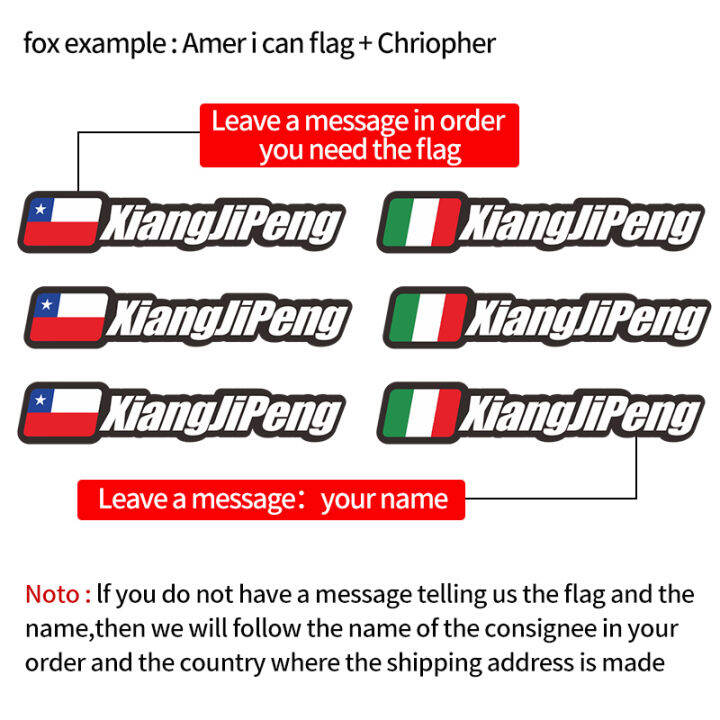 Flag and name stickers custom mountain bike frame logo personal name