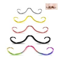 14G Mustache Septum Jewelry Fake Nose Piercing Punk Goth Helix Body Jewelry for Women Men 316L Surgical Stainlesss Steel Electrical Connectors