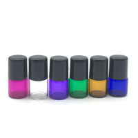 20pcs Portable Travel Roller Vial Refillable 1ml Colorful Thin Glass Essential Oil Perfume Sample Roll Ball Bottle