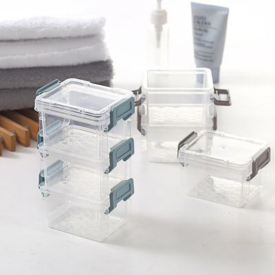 【jw】✾◙  Transparent Plastic Storage Stackable Stationery Organiser With Lid Dustproof Cosmetics Drugs ID Cards Holder Bins