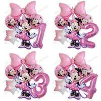 ความคิดสร้างสรรค์1SetMinnie Mouse Theme Girl Birthday Party Decor เด็กสีชมพู Ballon 1 2 3 4 5 6 7st Baby Shower Supplies KidsGlobos