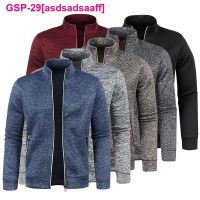 เสื้อคาร์ดิแกน Asdsadsaaff Outono Inverno Masculina Casaco Gola Com Zíper Jaquetas Homem De Lã Fino Groso Quente Camisola Malha เสื้อผ้าผู้ชาย