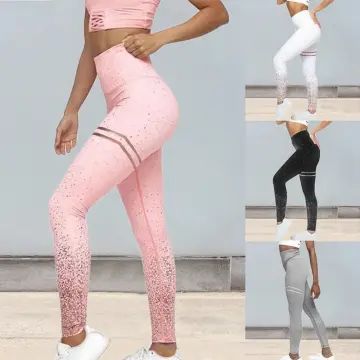 Sexy Korean Mesh Workout Leggings Transparent Pleated Womens