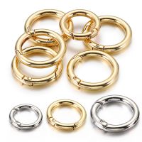 ℡ Watermark82ukt8uk 10pcs/5pcs Clasp Keychain Gold Openable Round Buckle for Jewelry Making