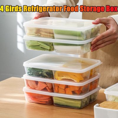 4 Girds Refrigerator With Lid Vegetables Meat Sealed Fresh-keeping Reusable Crisper