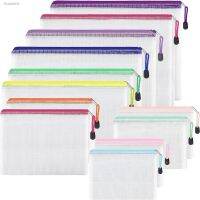 ✤❀✴ 6/12pcs Multi-Size Mesh Zipper Pouches 6 Sizes 12 Colors Waterproof Zipper Bags Water-Resistant Plastic Document Pouch